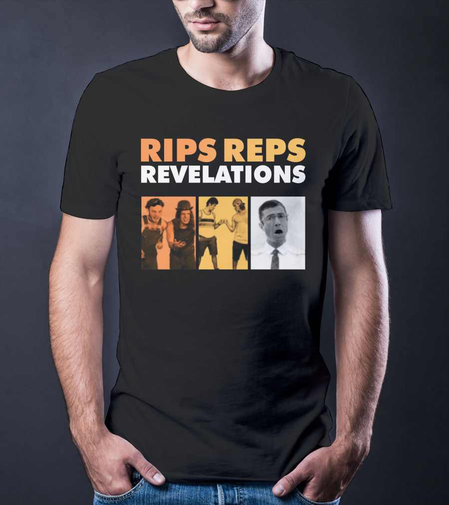 Rips Reps Revelations Classic Comedy Flexing Surprised Expression T-Shirt