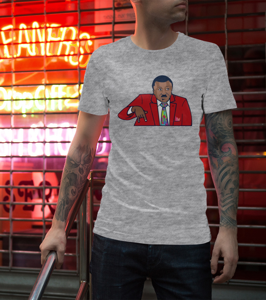 Basketball Analyst Fashion Red Suit Icon Horns Down Gesture T-Shirt