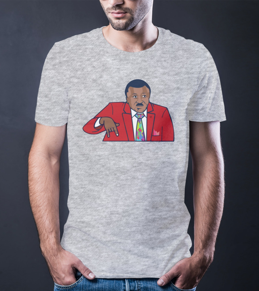 Basketball Analyst Fashion Red Suit Icon Horns Down Gesture T-Shirt