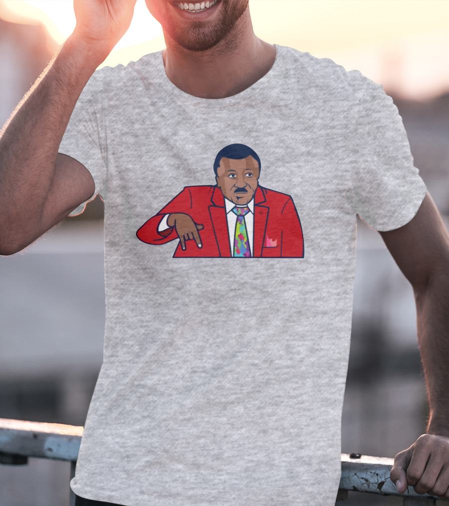 Basketball Analyst Fashion Red Suit Icon Horns Down Gesture T-Shirt