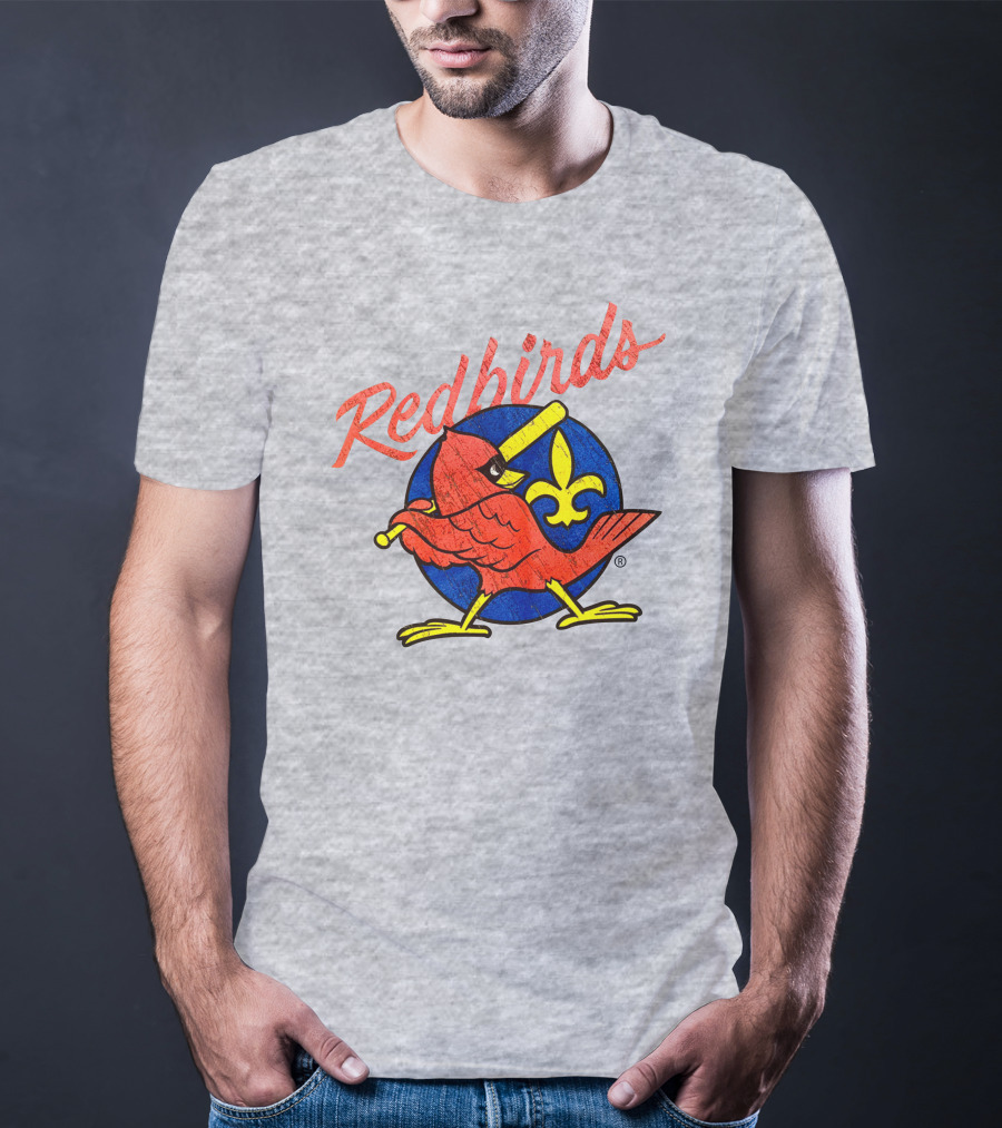 Redbirds Vintage Throwback Blue Circle Fleur-de-Lis T-Shirt