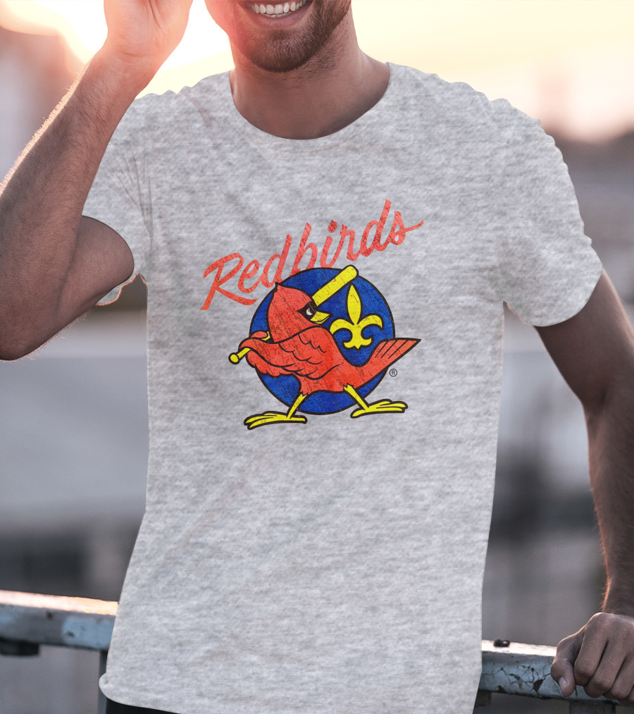 Redbirds Vintage Throwback Blue Circle Fleur-de-Lis T-Shirt