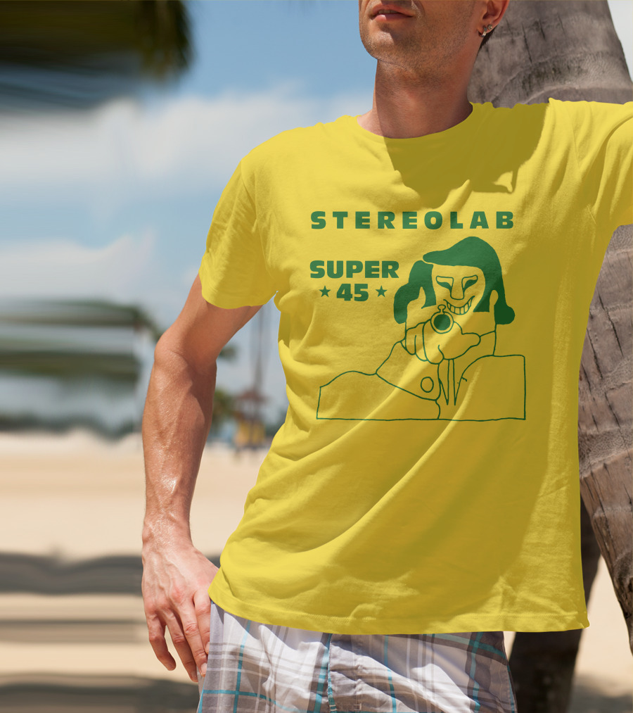 Stereolab Super 45 Abstract Green Figure With Stars T-Shirt