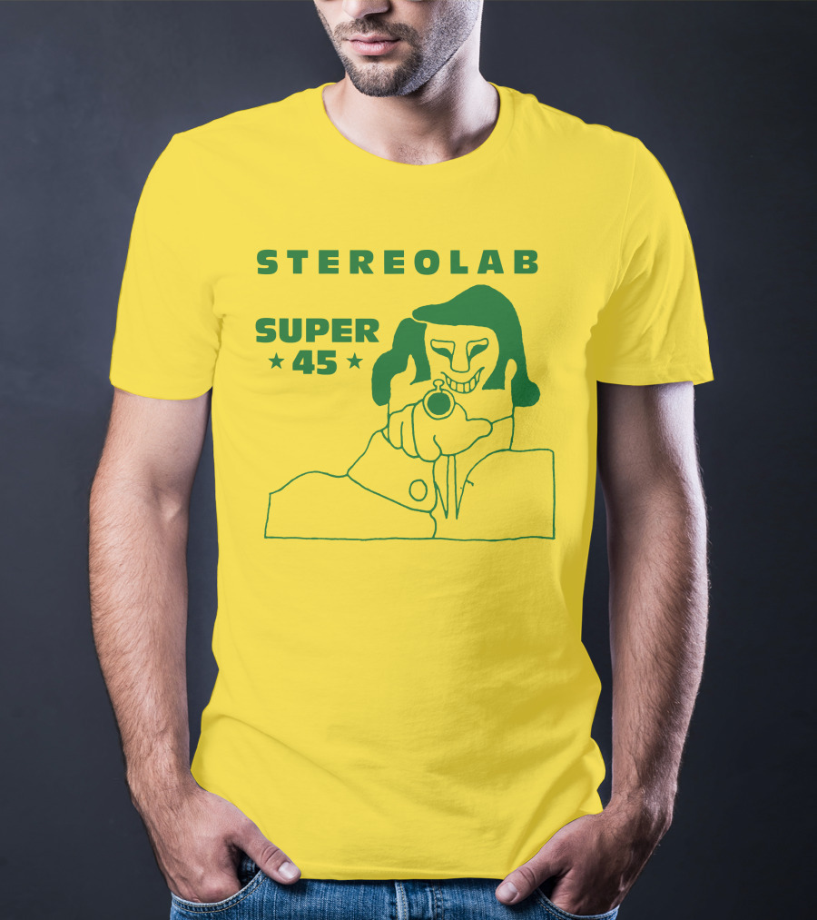 Stereolab Super 45 Abstract Green Figure With Stars T-Shirt
