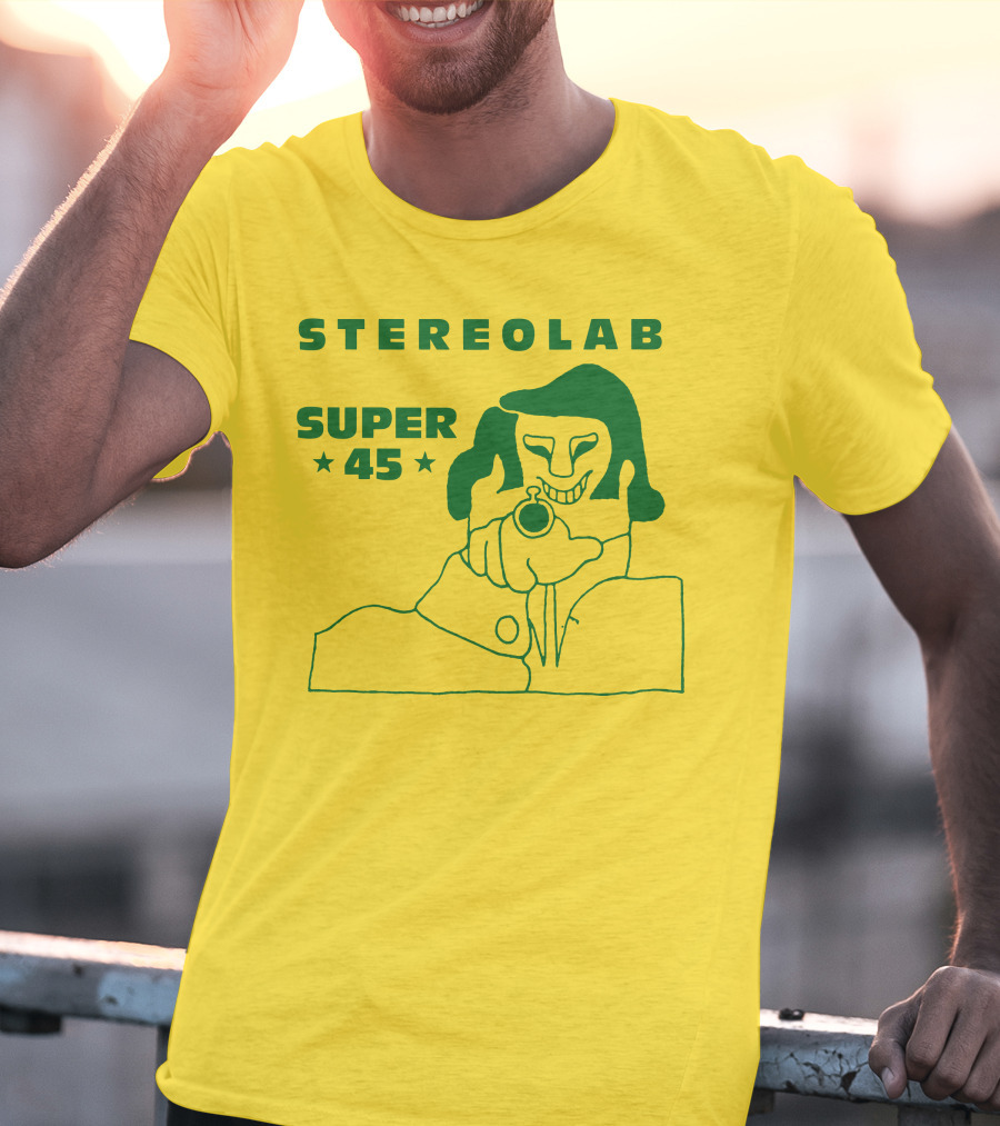 Stereolab Super 45 Abstract Green Figure With Stars T-Shirt