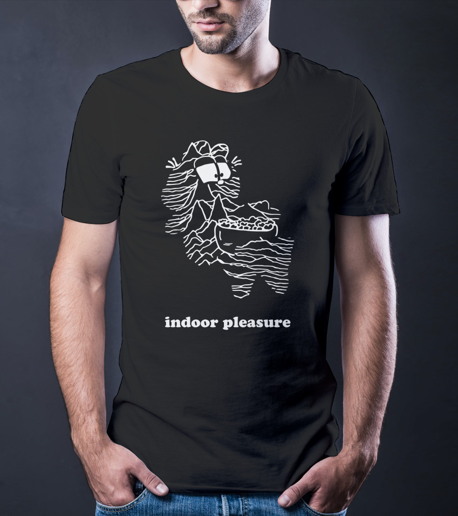 Indoor Pleasure Line Art Cartoon With Snack Bowl T-Shirt