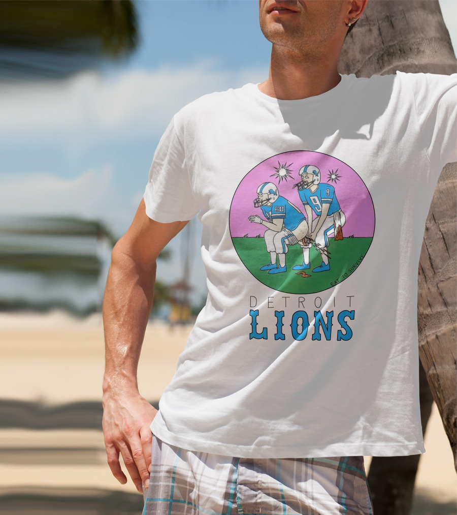 Eat To Survive Detroit Lions Football Comic Humorous T-Shirt