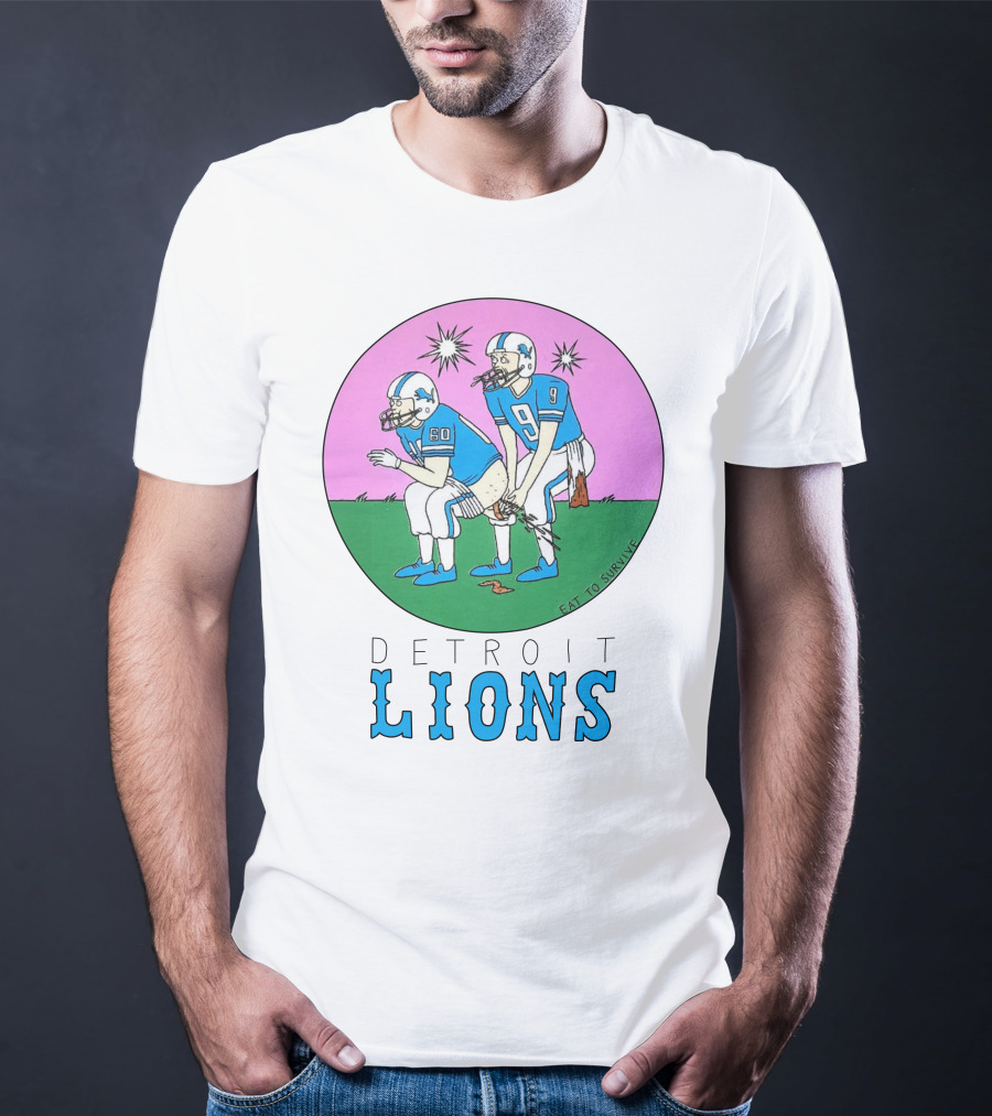 Eat To Survive Detroit Lions Football Comic Humorous T-Shirt