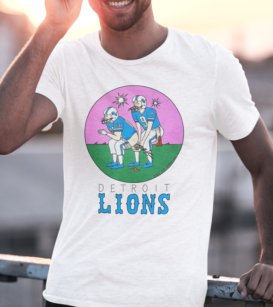 Eat To Survive Detroit Lions Football Comic Humorous T-Shirt