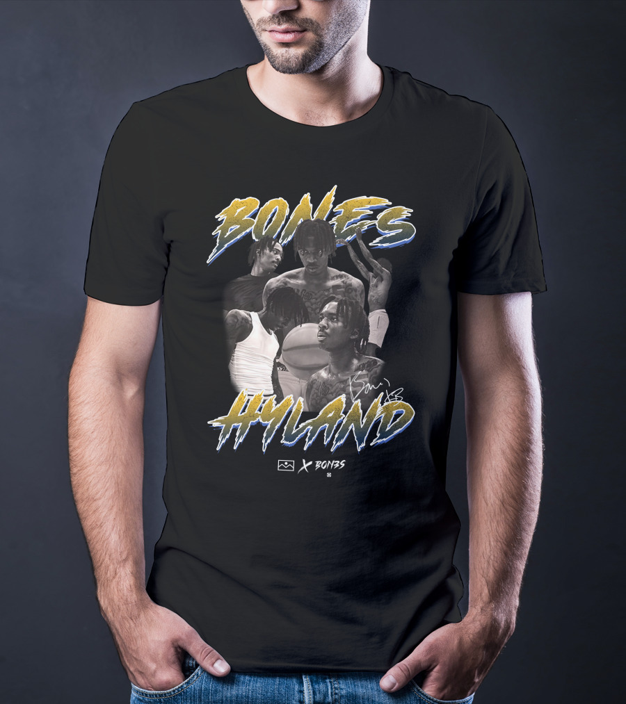Bones Hyland Vintage Photo Collage Basketball X Bones T-Shirt