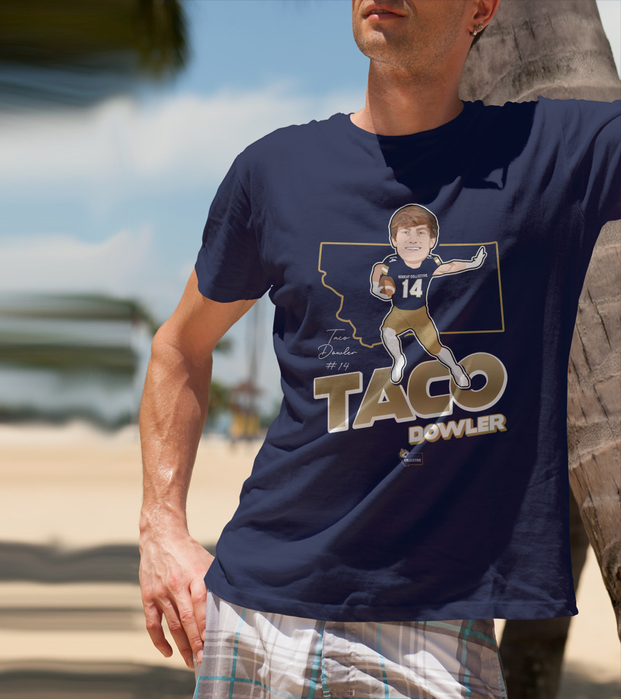 Bobcat Collective Taco Dowler #14 Montana Football T-Shirt