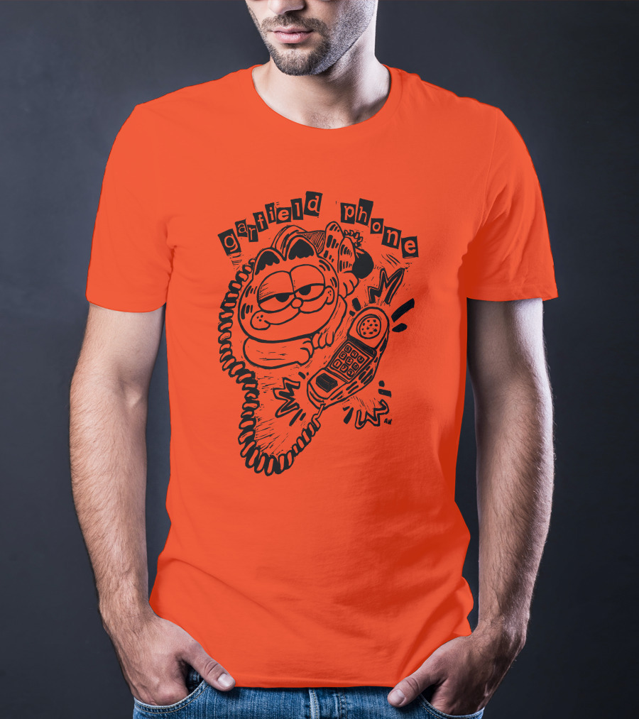 Craftsanity Shop Garfield Phone Relaxed Vintage Comic Vibe T-Shirt