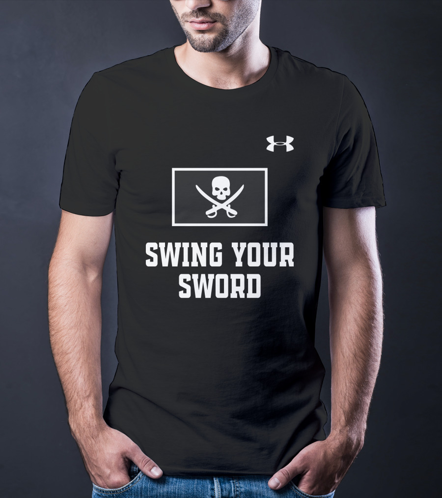 Joey Mcguire Swing Your Sword Coach Leach Skull Crossed Swords Under Armour T-Shirt