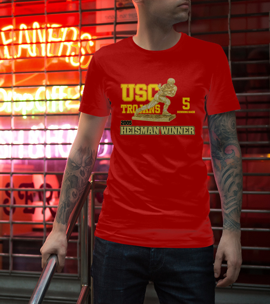 USC Trojans 5 Running Back 2005 Heisman Winner Football Achievement T-Shirt
