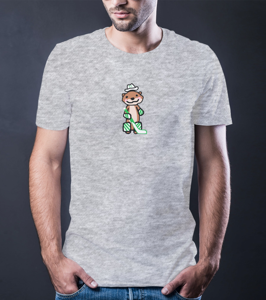 Otter Cowboy With Hockey Stick T-Shirt