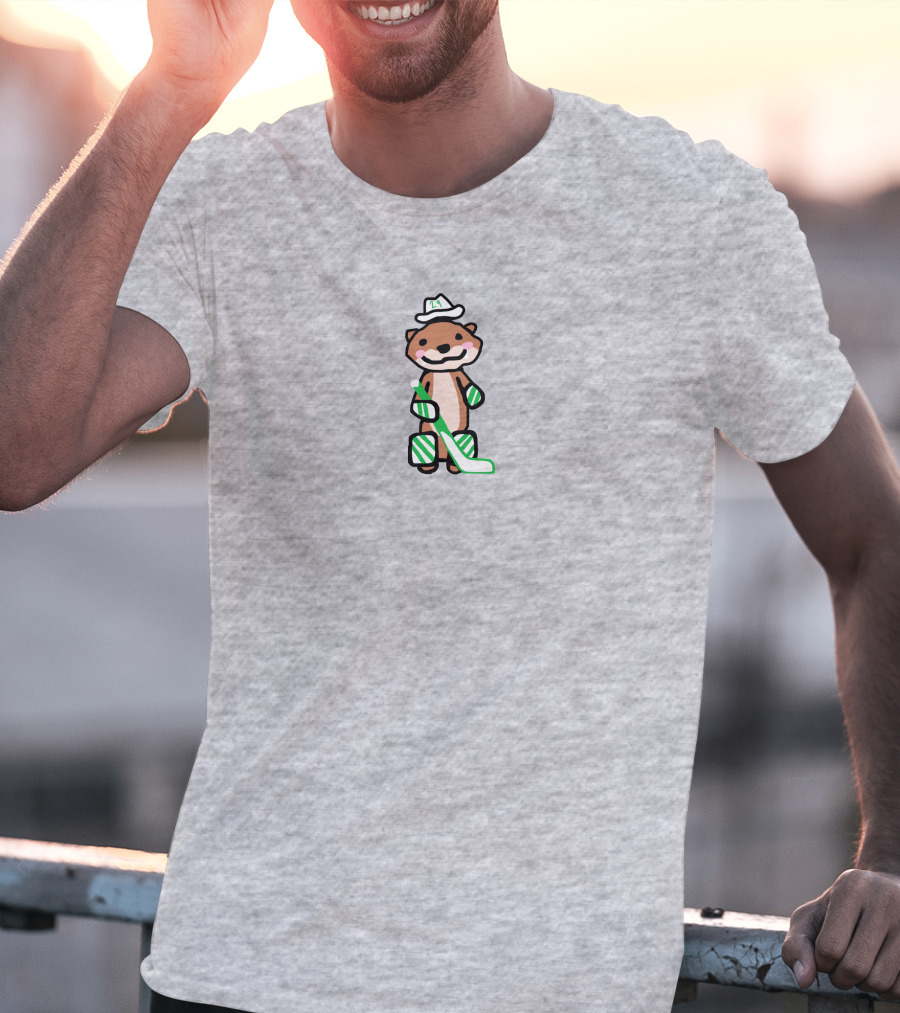 Otter Cowboy With Hockey Stick T-Shirt