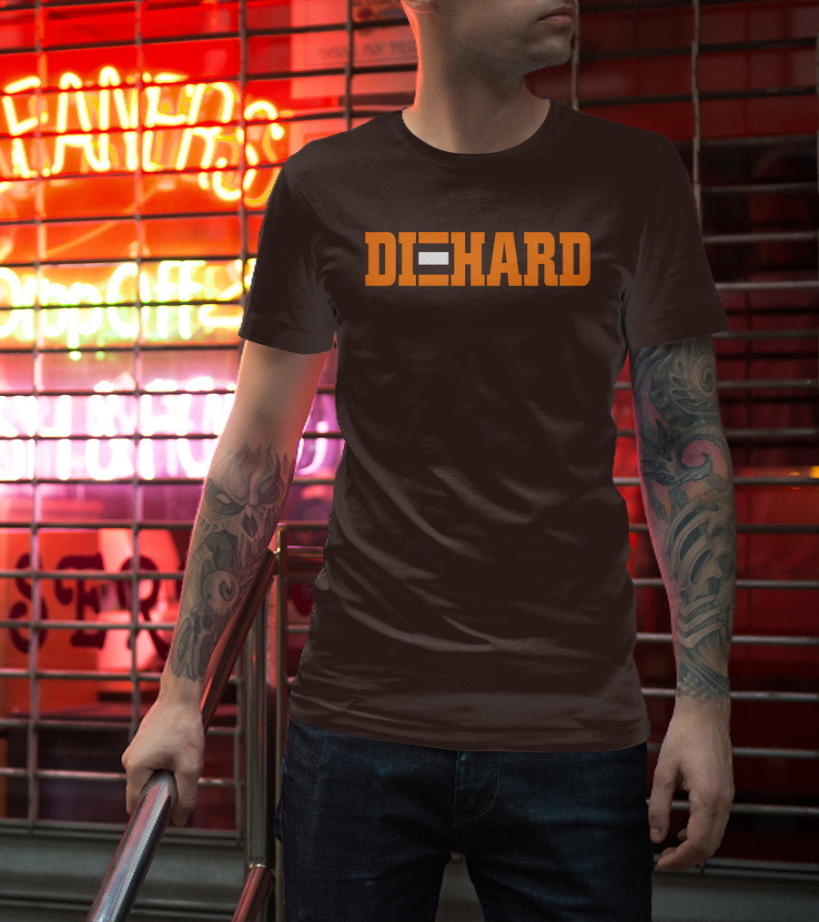 Yvette Diehard Equal Symbol Text In Bold Orange Font T-Shirt