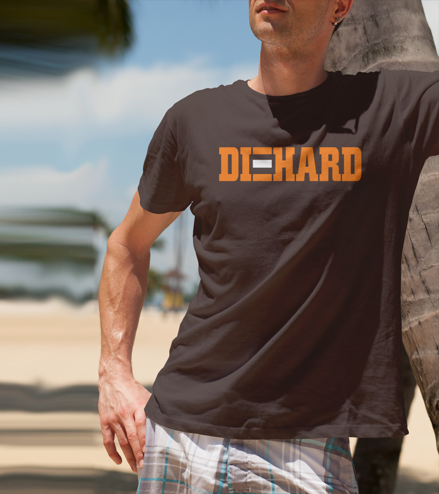 Yvette Diehard Equal Symbol Text In Bold Orange Font T-Shirt