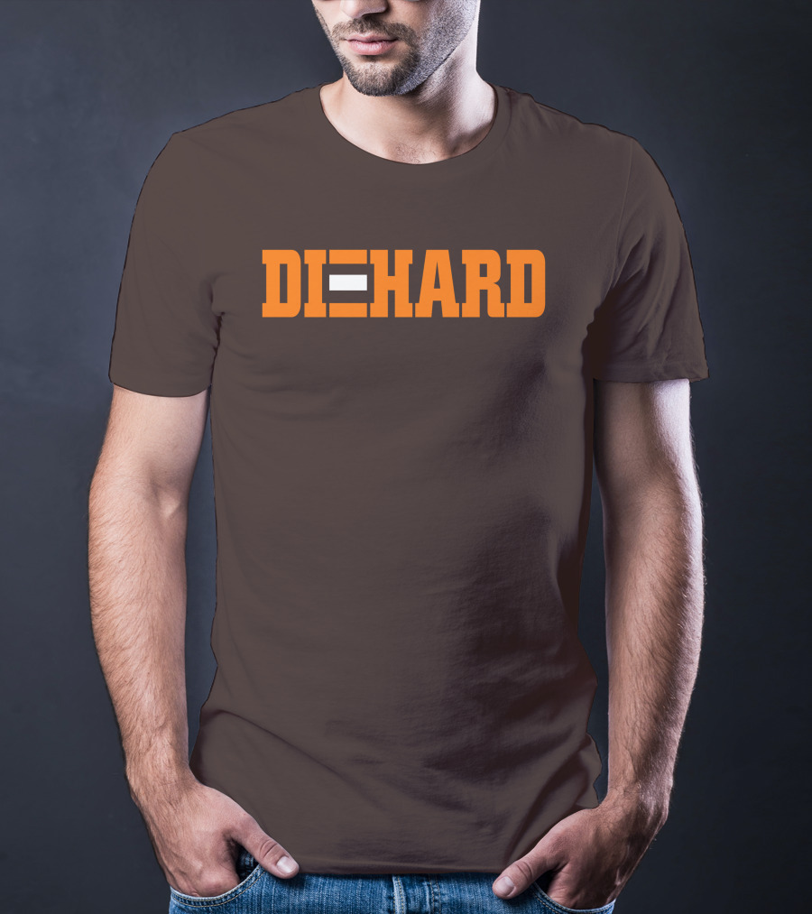 Yvette Diehard Equal Symbol Text In Bold Orange Font T-Shirt