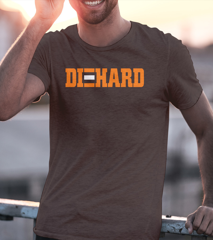 Yvette Diehard Equal Symbol Text In Bold Orange Font T-Shirt