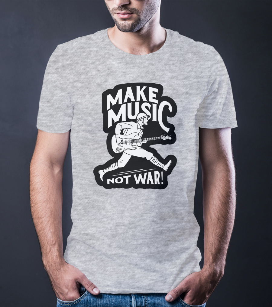 Make Music Not War Mattpinfield Vintage Soldier Guitar T-Shirt