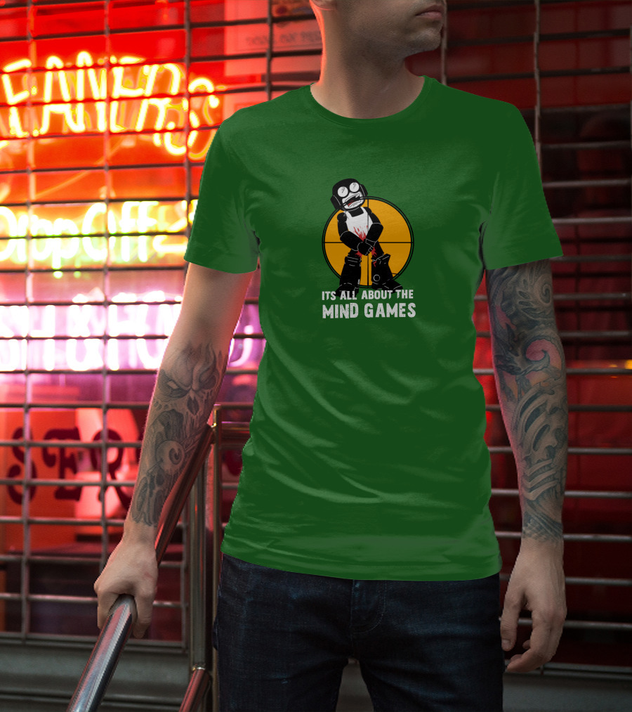 Its All About The Mind Games Targeted Character With Bloodstained Bat T-Shirt
