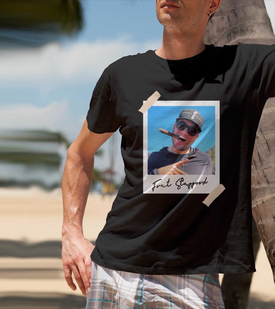 Frat Stafford Cigar Photo Wearing Hat T-Shirt
