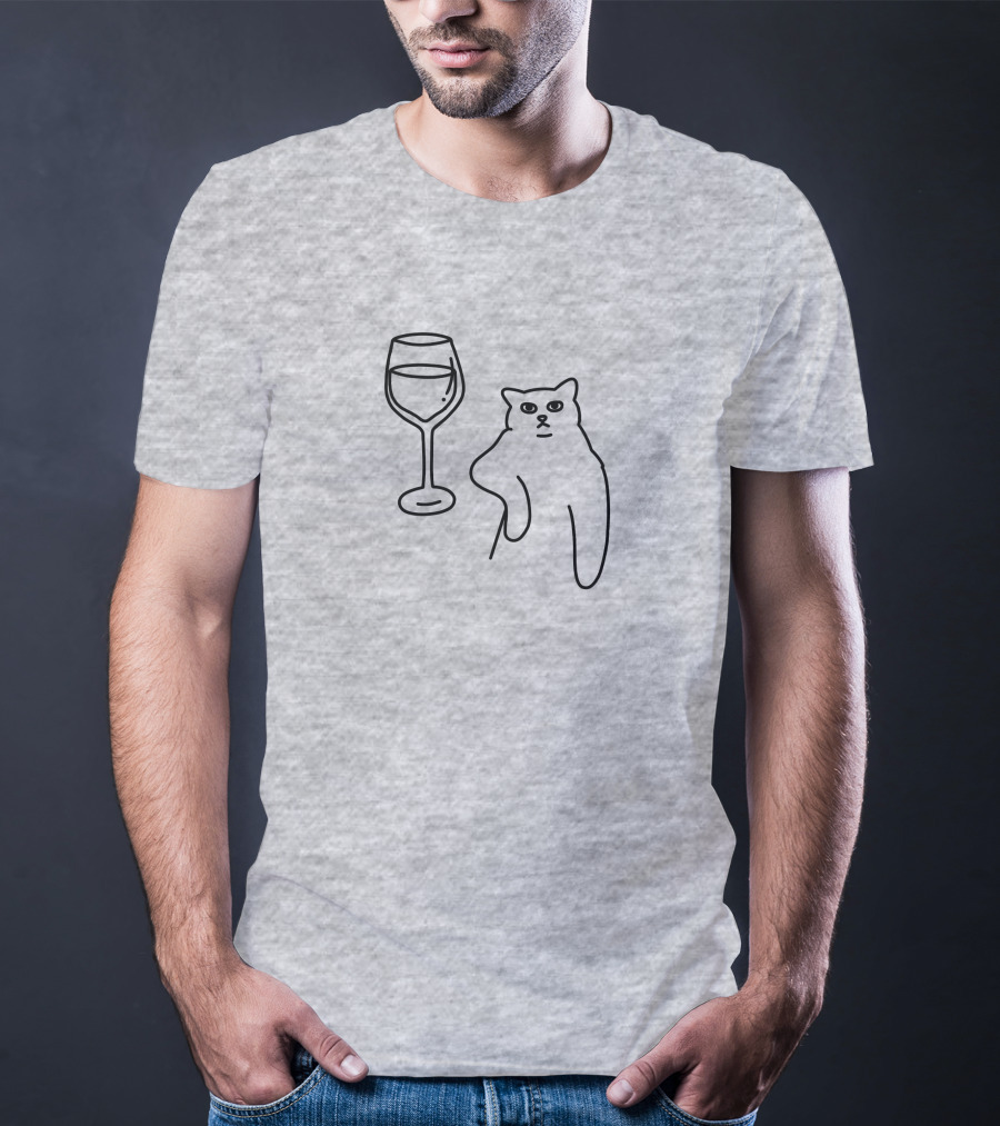Chat De Vin Wine Glass Cat T-Shirt