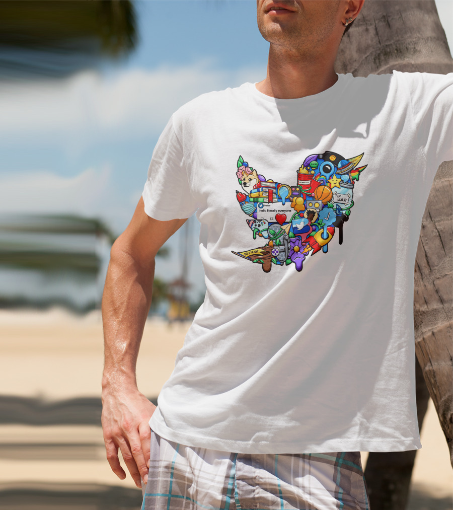 Tweetup Hello Literally Everyone Tip Jar Pop Culture Icons Mashup T-Shirt