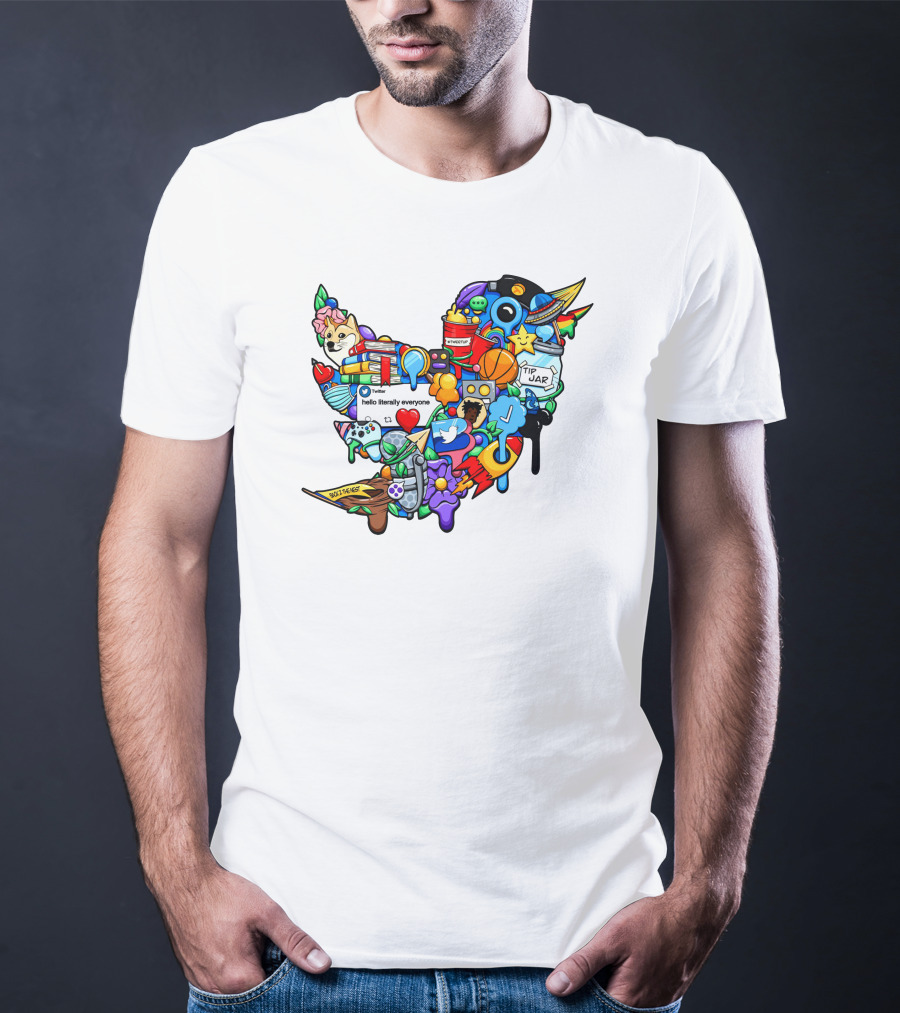 Tweetup Hello Literally Everyone Tip Jar Pop Culture Icons Mashup T-Shirt