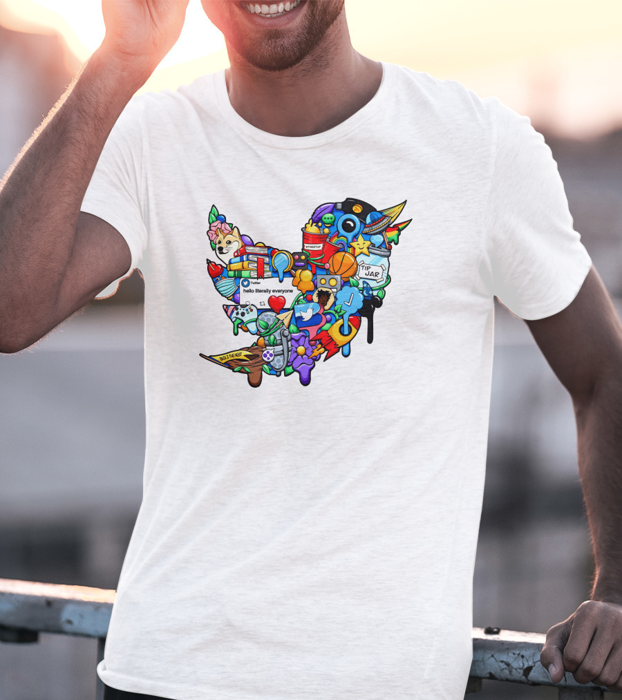 Tweetup Hello Literally Everyone Tip Jar Pop Culture Icons Mashup T-Shirt