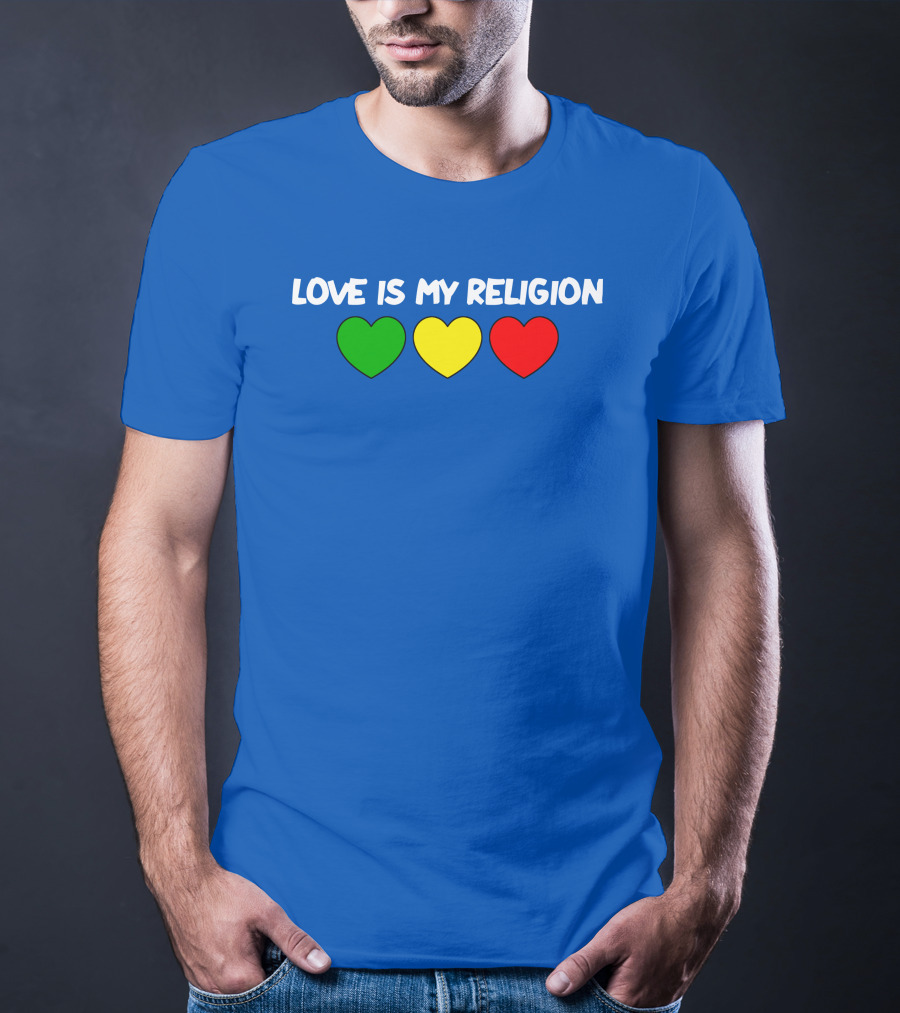 Ziggy Marley Love Is My Religion Green Yellow Red Hearts T-Shirt