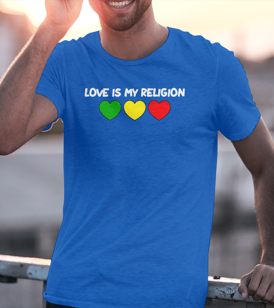 Ziggy Marley Love Is My Religion Green Yellow Red Hearts T-Shirt