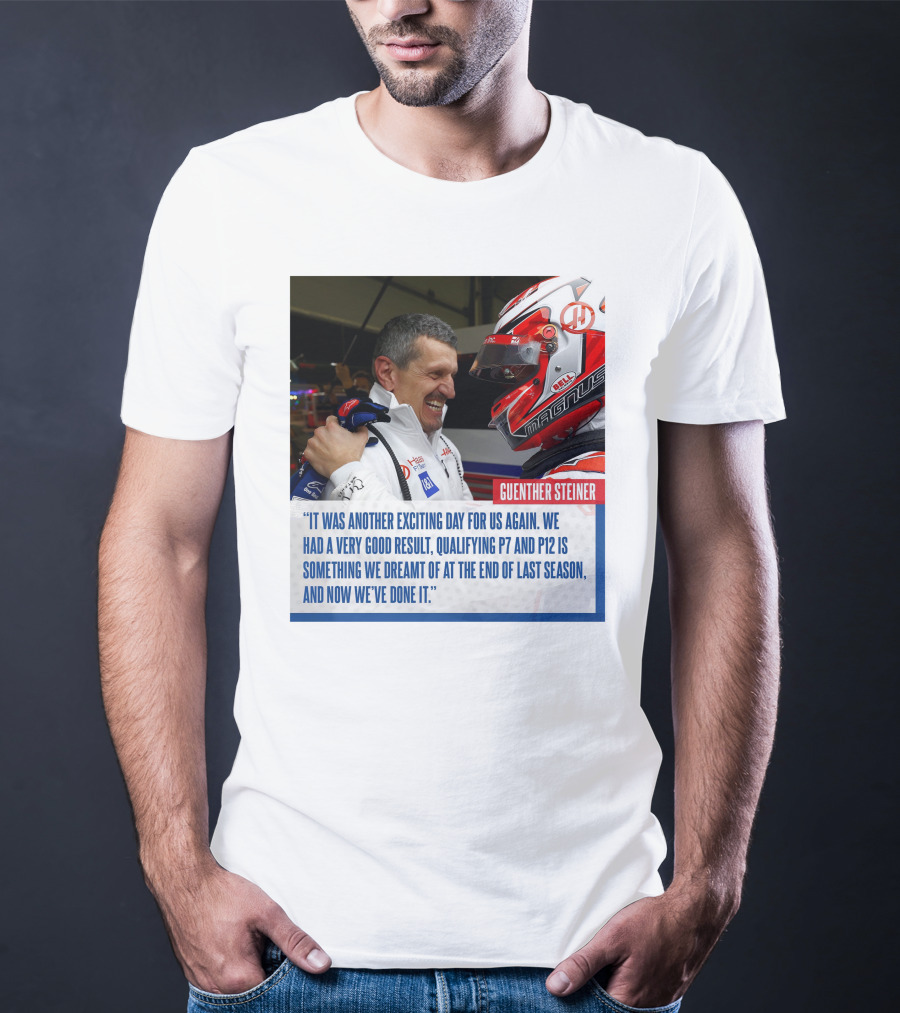 Guenther Steiner Haas F1 Bahrain GP Qualifying P7 P12 Achievement T-Shirt