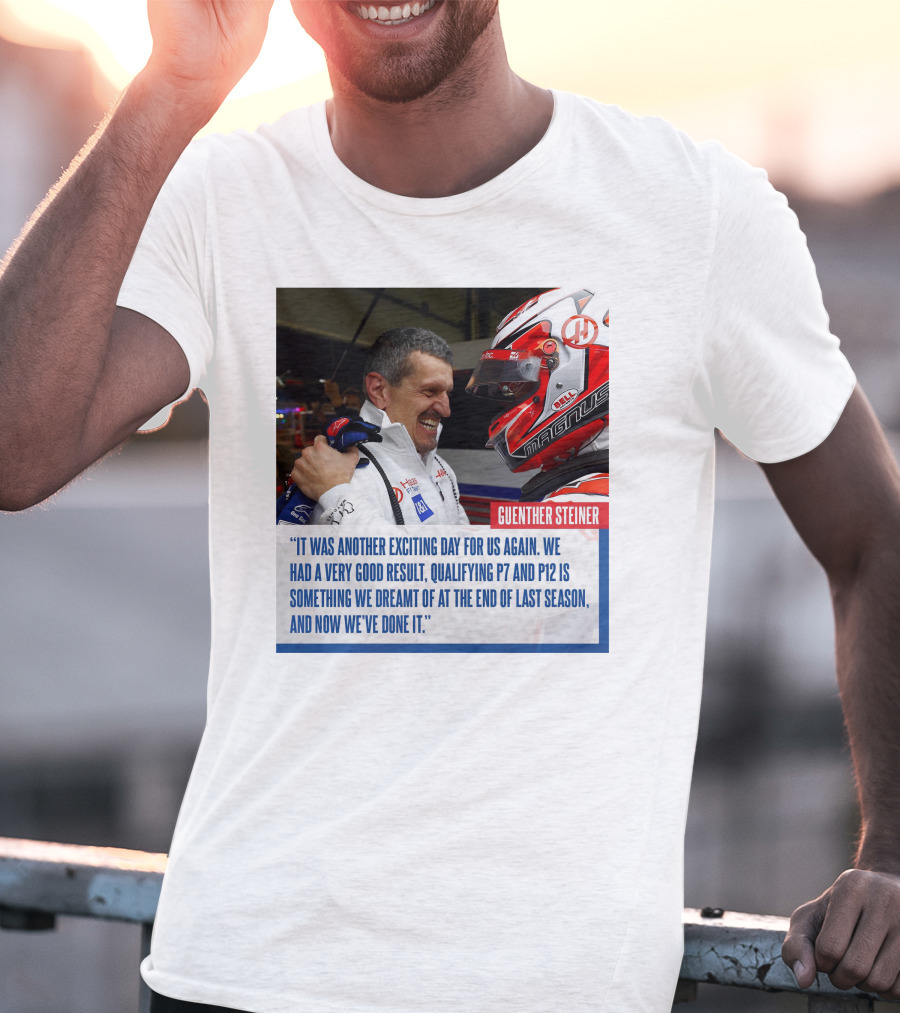 Guenther Steiner Haas F1 Bahrain GP Qualifying P7 P12 Achievement T-Shirt