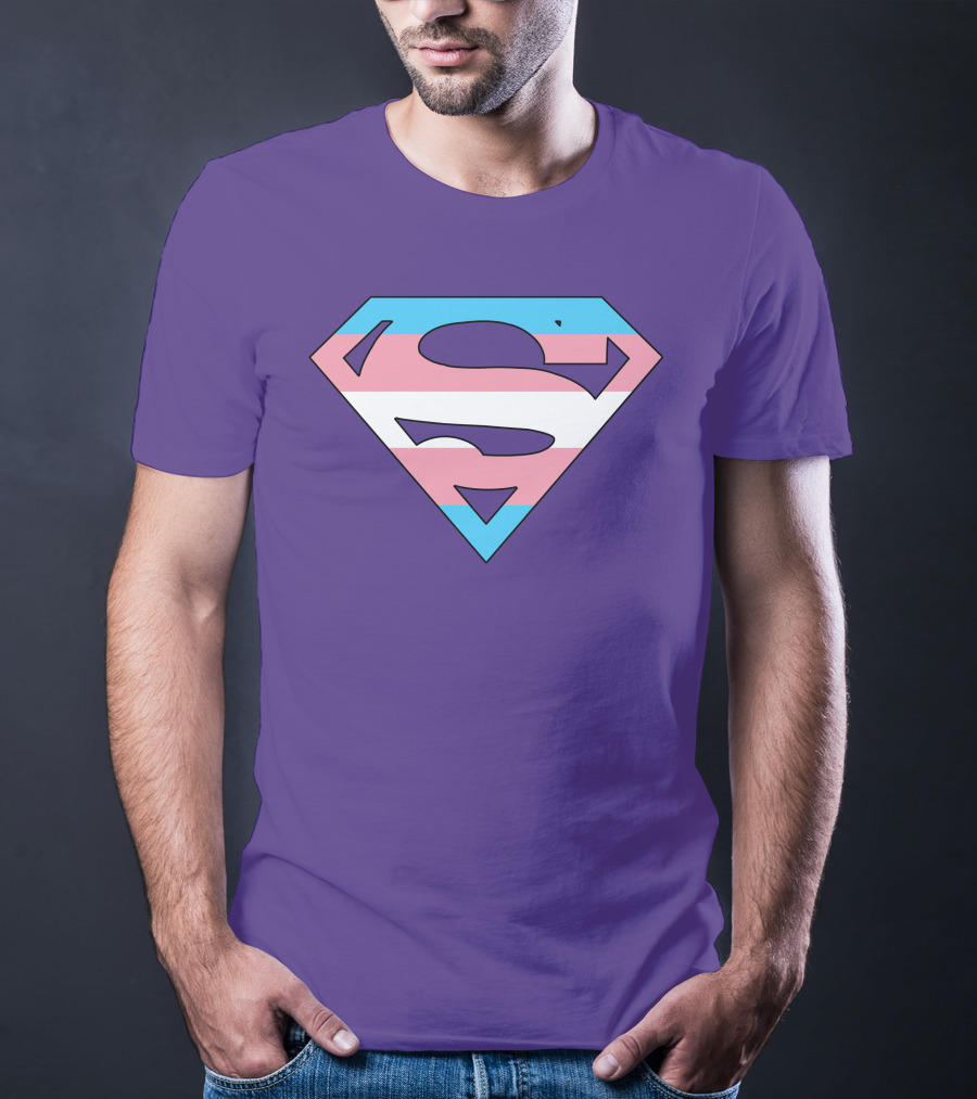 Superman Logo Trans Flag Trans Rights Are Human Rights T-Shirt