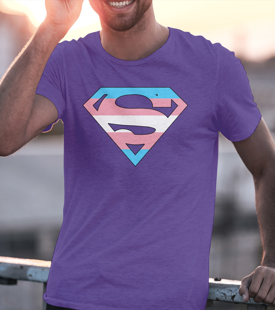 Superman Logo Trans Flag Trans Rights Are Human Rights T-Shirt