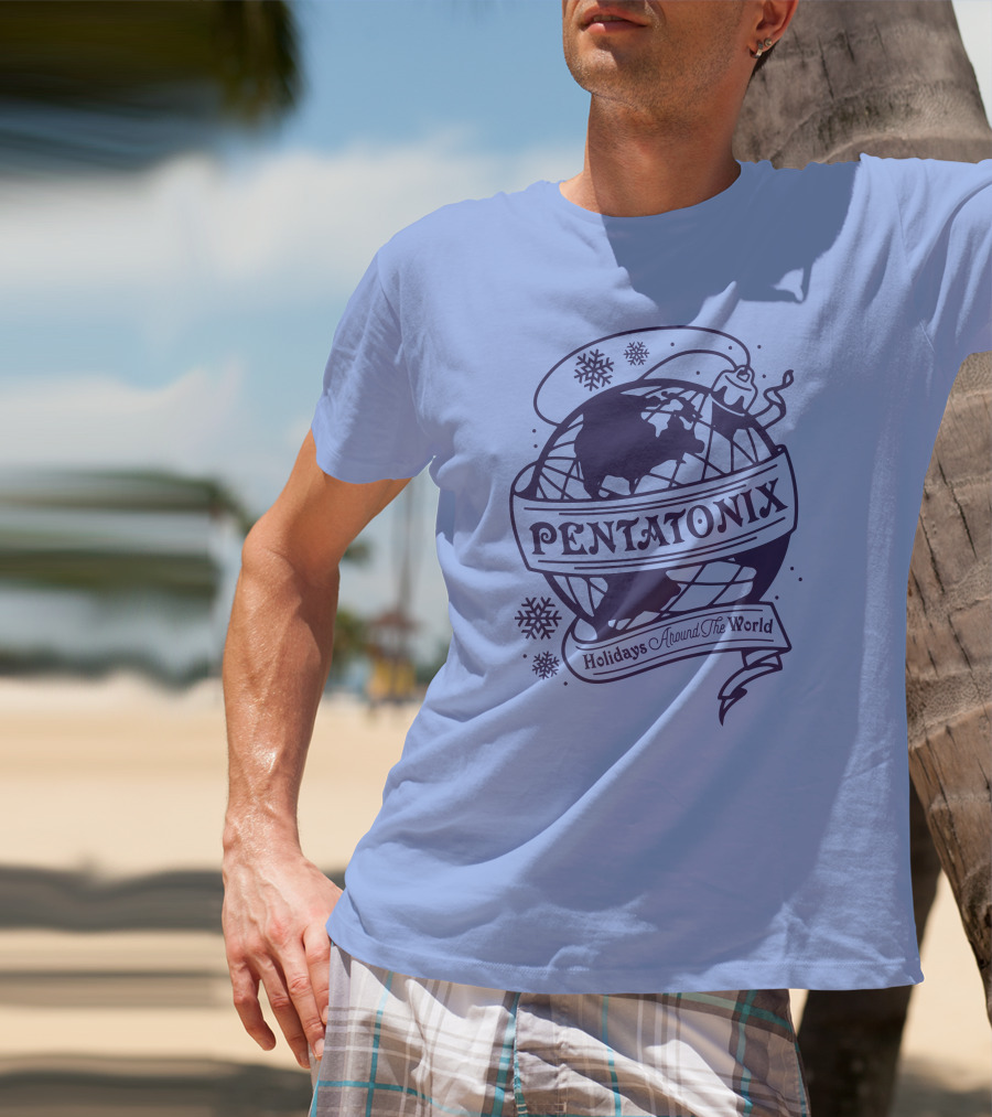 Pentatonix Holidays Around The World Globe And Snowflakes T-Shirt
