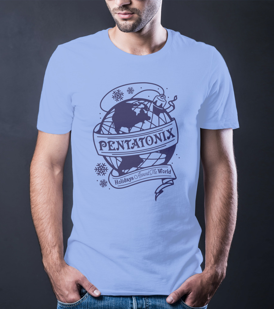 Pentatonix Holidays Around The World Globe And Snowflakes T-Shirt