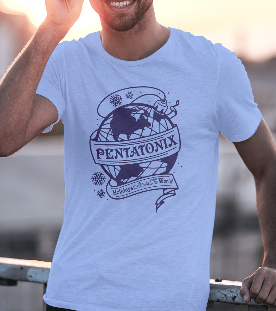 Pentatonix Holidays Around The World Globe And Snowflakes T-Shirt
