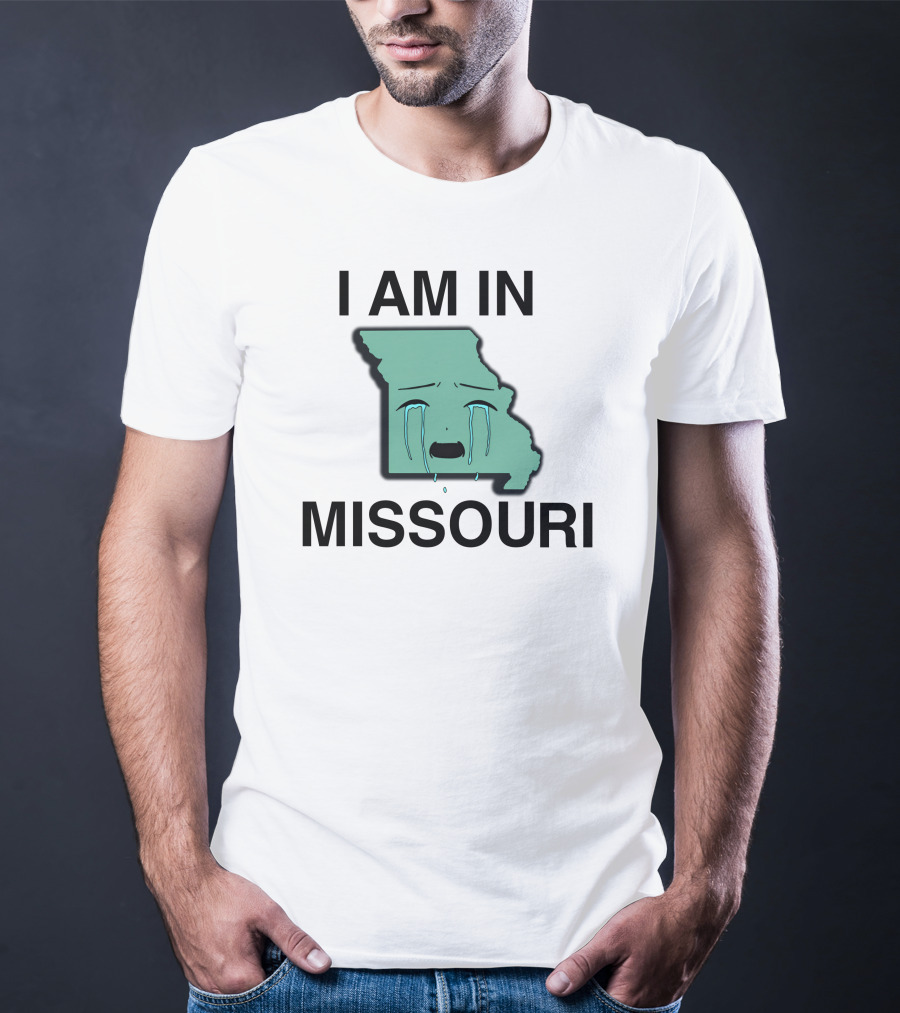 I Am In Missouri Crying State Map T-Shirt