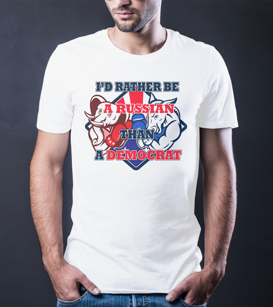 I'D Rather Be A Russian Than A Democrat Elephant And Donkey Boxing Gloves T-Shirt