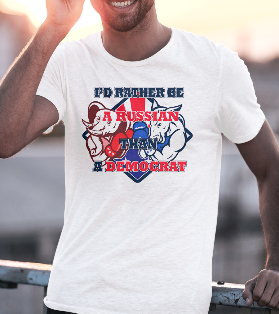 I'D Rather Be A Russian Than A Democrat Elephant And Donkey Boxing Gloves T-Shirt