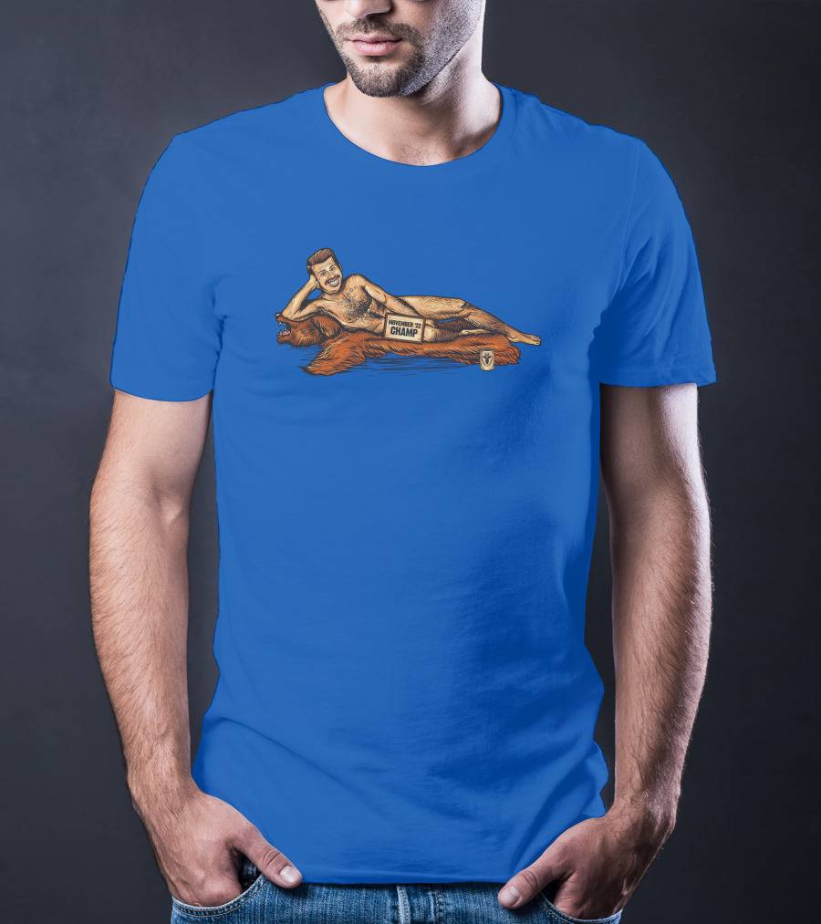 Movember 22 Champ Terroriser Reclining On Bear Rug T-Shirt