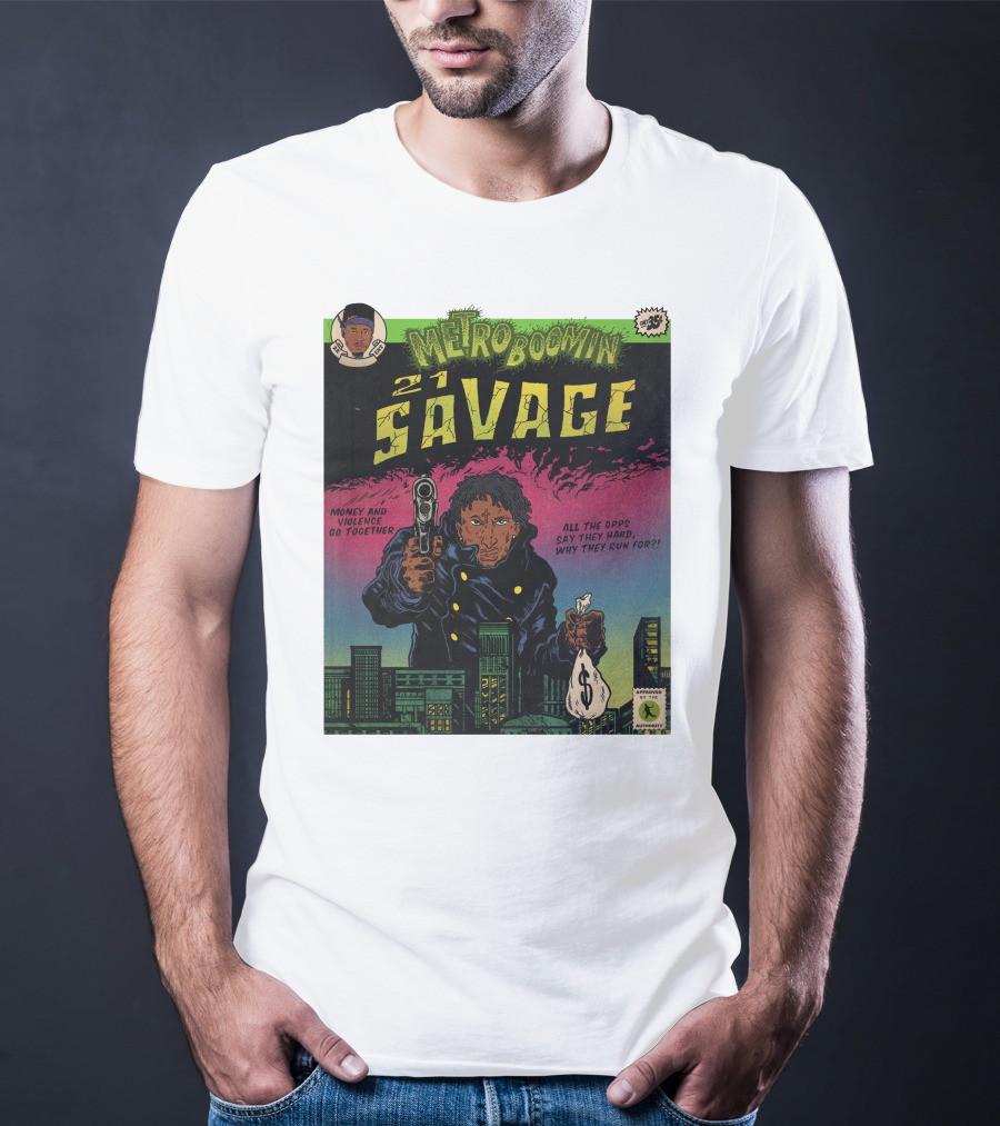 Metro Boomin 21 Savage Heroes And Villains Comic Money And Violence Go Together T-Shirt
