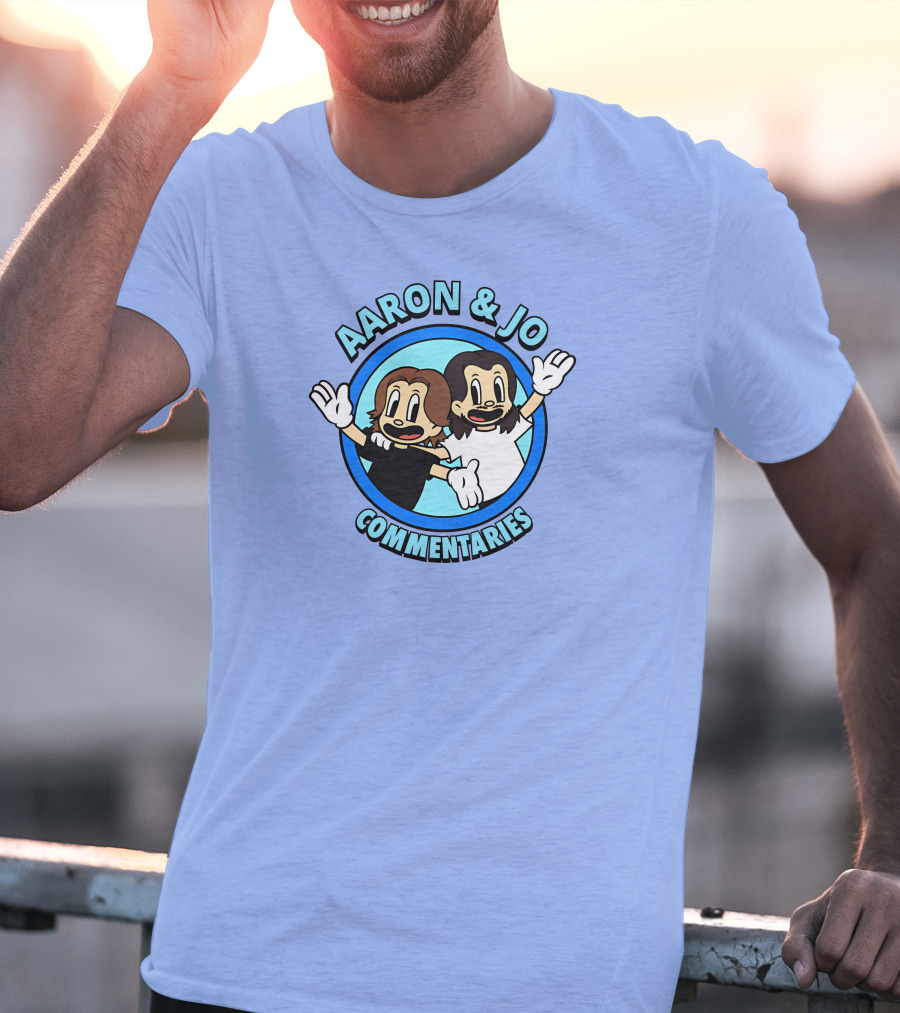 Crowdmade Aaron And Jo Commentaries Cartoon Style Blue Circle T-Shirt