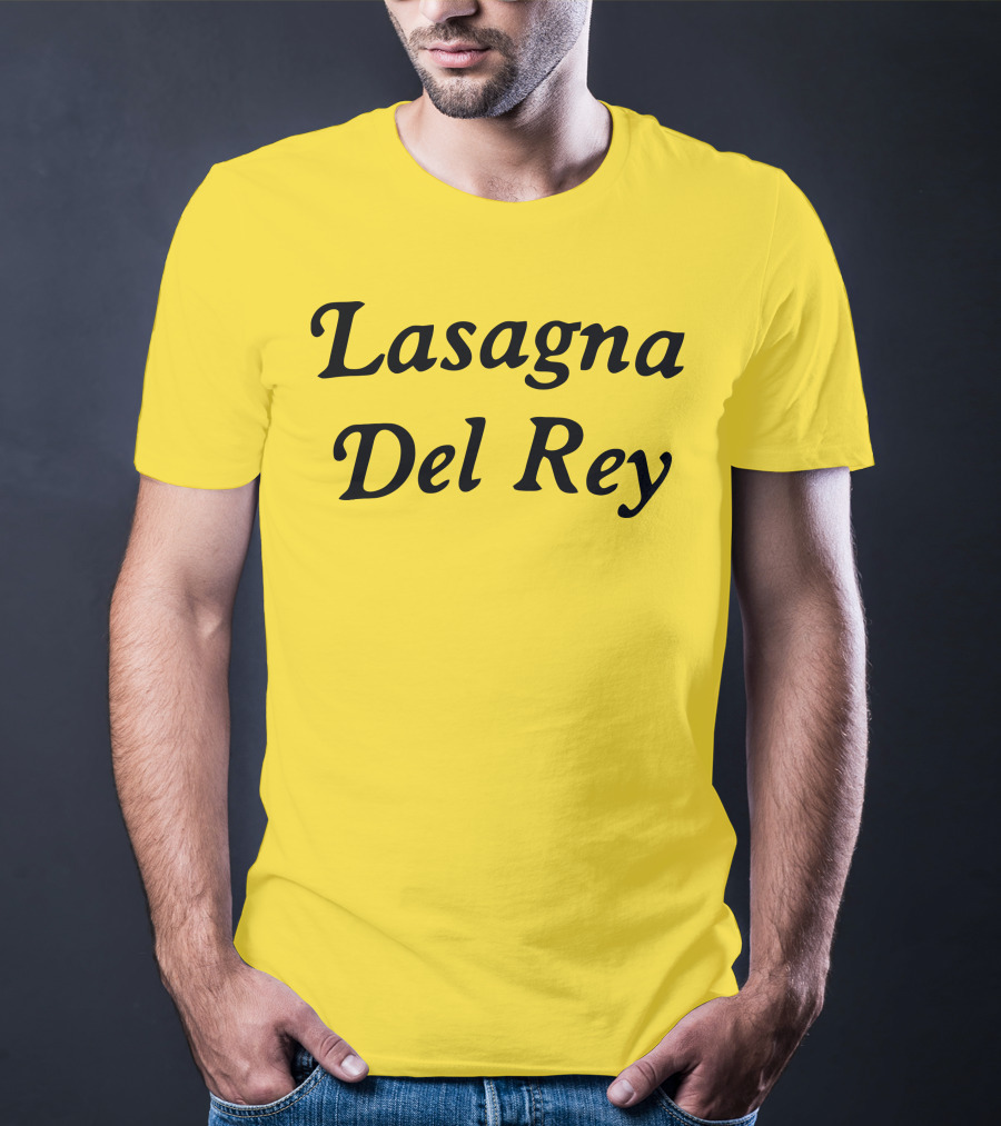 Lasagna Del Rey Yellow Block Text T-Shirt