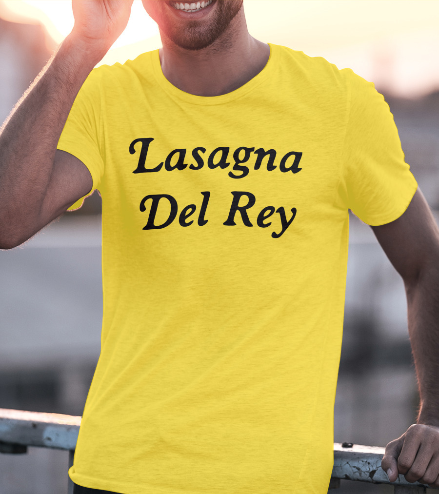 Lasagna Del Rey Yellow Block Text T-Shirt