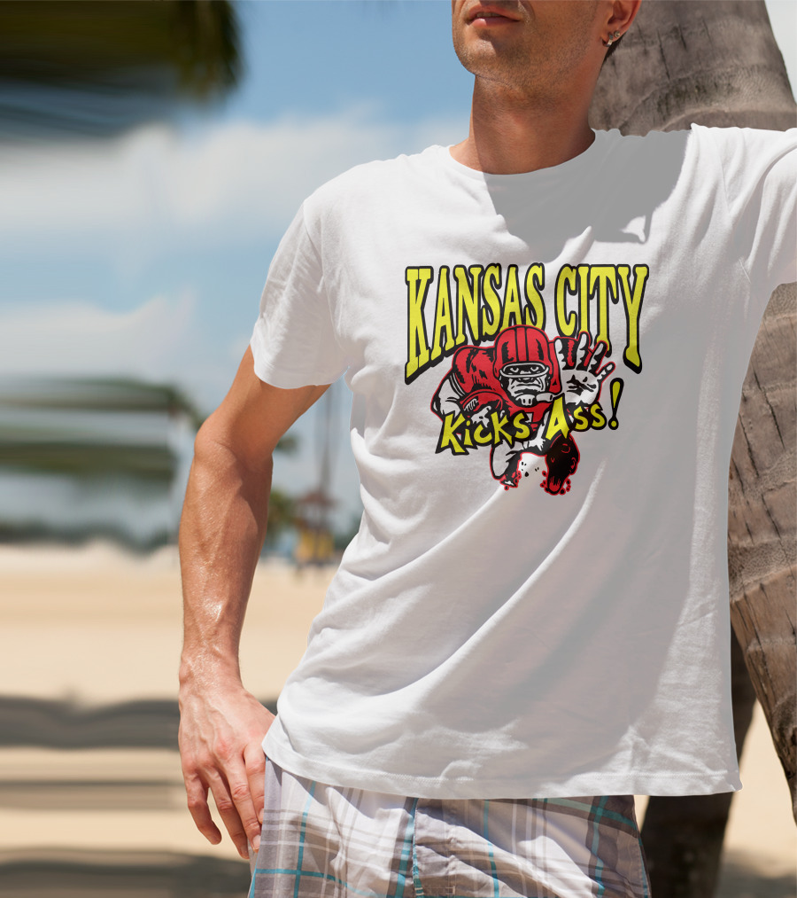 Kansas City Kicks Ass Red Football Player T-Shirt