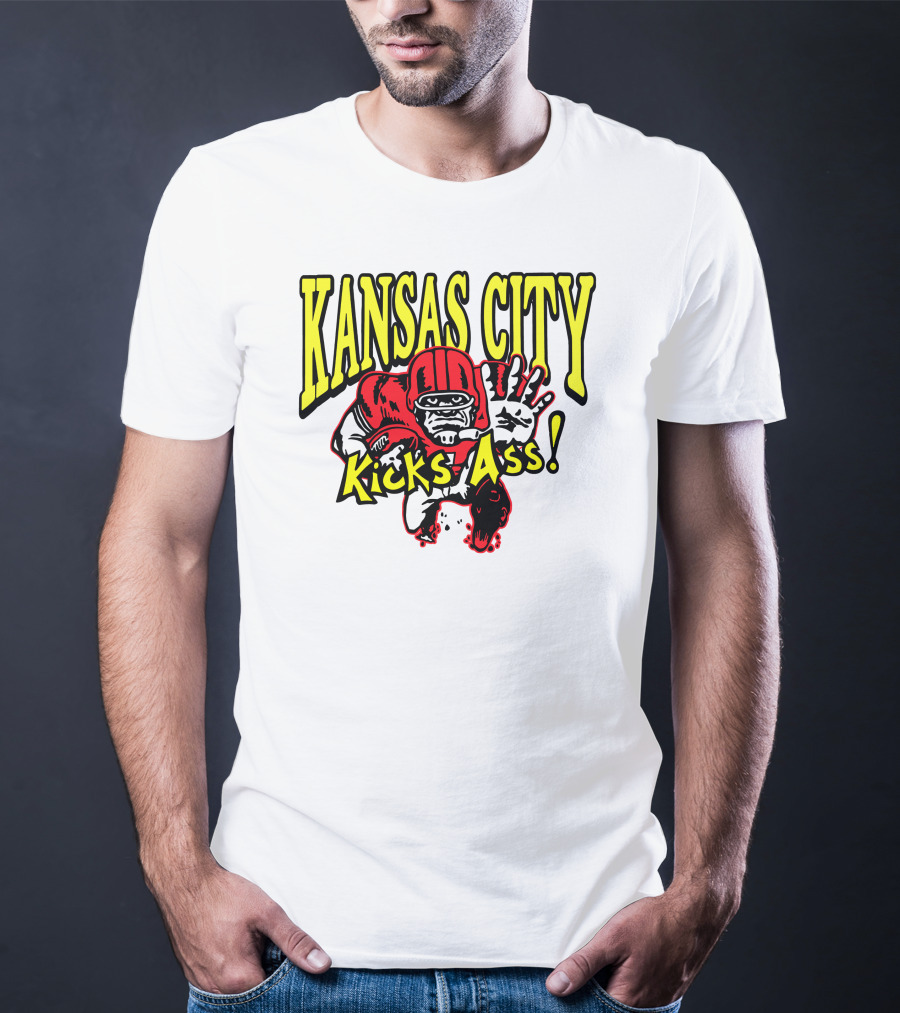 Kansas City Kicks Ass Red Football Player T-Shirt